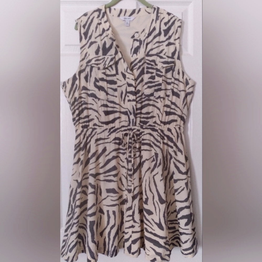 Nine West Zebra Print Dress Sleeveless‎ XL Vacation Cruise Travel Festival